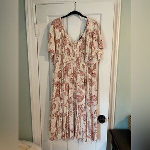 Torrid Cream and Pink Paisley Floral Dress